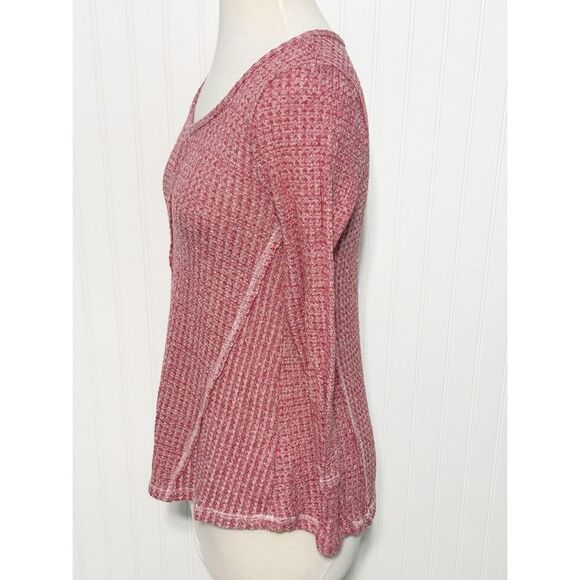 Almost Famous Knit Scoop Neck Long Sleeve Top Heather Reddish Pink Size Medium - Picture 9 of 13